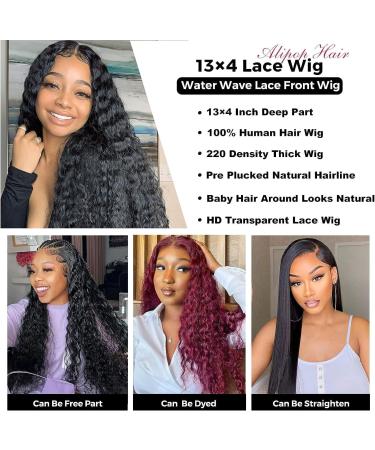 24 Inch Water Wave HD Lace Front Wig | 180 Density Brazilian Virgin Human Hair | Pre Plucked Transparent Lace | Glueless Curly Wig for Black Women - Buy Online on GoSupps.com