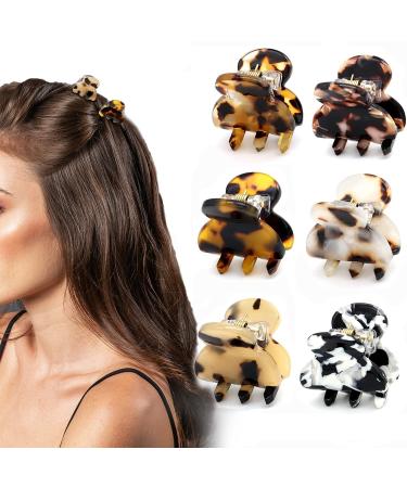 Cobahom 6Pcs Small Hair Clips Mini Hair Claws Tortoise Shell Leopard Small Jaw Clips Tortoise Barrettes Acrylic Hair Jaw Clips Clamps for Women Girls Thin Thick Hair 6 Pack Tortoiseshell