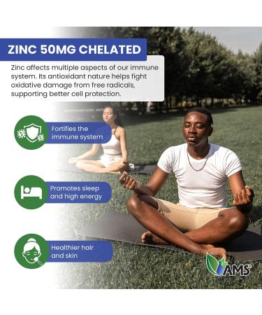 America Medic & Science Chelated Zinc 50mg - Immune Booster & Antioxidant Supplement | 60 Tablets for Men & Women - Improves Mood & Sleep - Buy Online on GoSupps.com