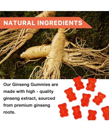 Auranic 60 Count Asian Panax Ginseng Gummies 1500mg Supplements for Men and Women, Energy Maca Ginseng Root Extract Gummies for Memory & Immunity Support, Pectin-Based Apple Flavored Chews Gummy - Buy Online on GoSupps.com