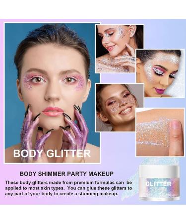 Holographic Body Glitter Gel - Ultra Fine Glitter for Face, Hair, Body, Nail & Eyeshadow - Waterproof Laser Gel for Festival & Rave - 1.35 oz (White) - Buy Online on GoSupps.com