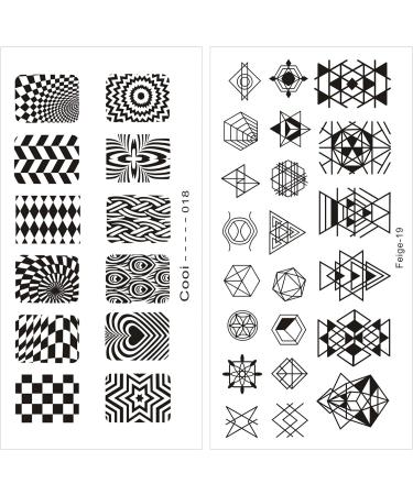NICENEEDED Striped Geometric Theme Nail Art Stamping Kit wiht 6 PCS Nail Stamping Plates for Women Nail Art Tools Striped Geometric Pattern Nail Image Polish Template for Nail Decoration DIY Print Stytle 2 - Buy Online on GoSupps.com