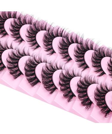 Natural Look 18MM Cat Eye Faux Mink Lashes by Goddvenus - Light, Fluffy, Wispy, Curly, 3D Volume D Curl Fake Lashes for Extension-like Pestanas Postizas Naturales - G-Fluffy Pack - Buy Online on GoSupps.com
