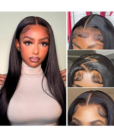 5x5 Hd Lace Closure Wigs Human Hair for Black Women  LEhan 180% Density Transparent 10A Lace Front Wigs Human Hair Pre plucked With Baby Hair  20inch Straight Glueless Lace Closure Wigs Human Hair (5X5  20inch  Natural B...