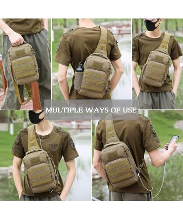 Valinov Tactical Shoulder Bag with USB Charging Port - Black | Military Sling Daypack - Buy Online on GoSupps.com