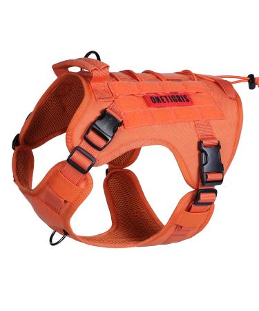 Oneigris dog harness Fire Watcher 2.0 Tactical dishes 2 metal buckles molle safety harness service dog dog vest with 1 handles and 2 no-pull d-ring 1000d nylon-orange L L orange