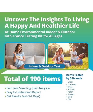 5Strands Environmental Intolerance Test - Home Sensitivity Test for 190 Outdoor & Indoor Items - Accurate Hair Analysis - Results in 7 Days - Buy Online on GoSupps.com