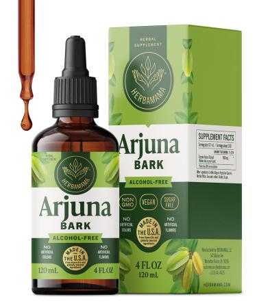 HERBAMAMA Arjuna Tincture - Vegan Antioxidant Support with Terminalia Arjuna Bark Extract Drops - Non-GMO Alcohol & Sugar-Free Liquid Supplement 84-Day Supply 4 Fl Oz (Pack of 1)