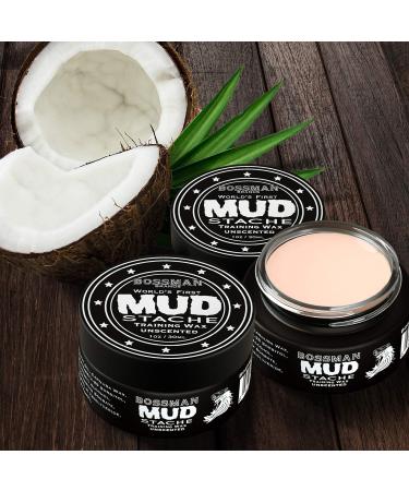 Bossman MUDstache Unscented Mustache Wax - 2 Pack for Strong 24hr Hold - Non-Tacky Formula for Men - 1oz (Pack of 2) - Buy Online on GoSupps.com