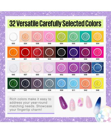 MEFA Dip Powder Nail Kit - 32 Colors with Electric Nail Drill | Summer Glitter Hot Pink Pastel Violet Neon Orange | Perfect for French Nail Art & Salon Quality Manicure - Buy Online on GoSupps.com