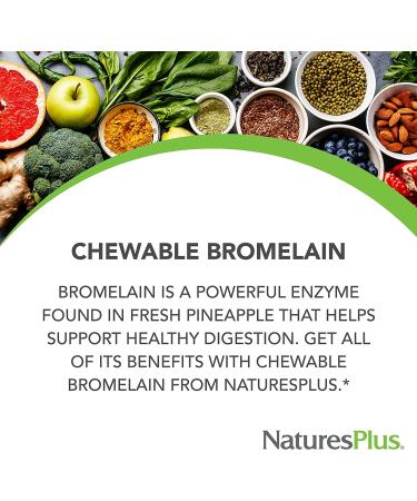 NaturesPlus Chewable Bromelain 40mg Supplement - Sinus Support & Anti-Inflammatory - 180 Tablets - Buy Online on GoSupps.com