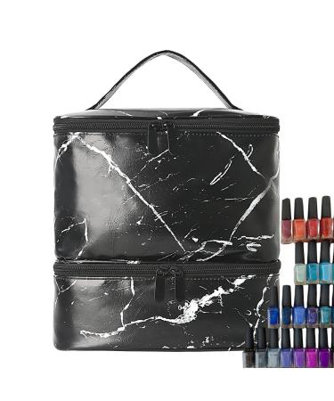 Nail Polish Bag Manicure Organizer 9.84x7.87in Double Layer Flexible Lamp Supplies Storage Lightweight Portable Travel Pouch Ideal for Salon Keeps Items Tidy and Accessible Noir