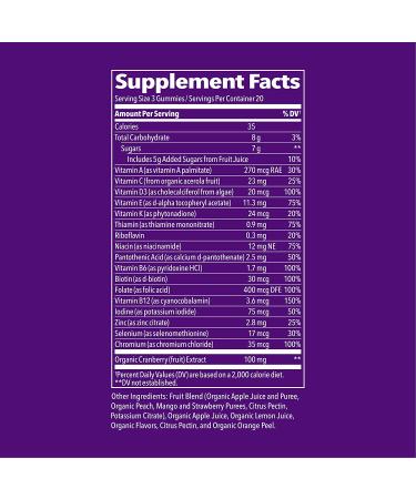 Fruily Organic Women's Multivitamin Gummies with Cranberry Extract - 60 Mixed Fruit Gummies - Buy Online on GoSupps.com
