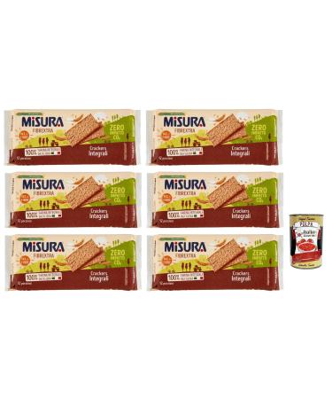 Misura Crackers Integrali Fibrextra Whole Grain Crackers 14% Fiber and 100% Whole Wheat Flour 385 g Pack of 6