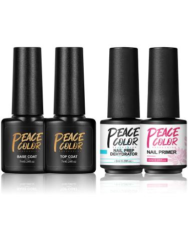 PEACECOLOR 7ML Base and Top Coat 8ML Nail Prep Dehydrator and Primer Kit Shine Glossy Finish and Long Lasting Gel for DIY Nail Art Design at Home Beauty Gifts color 199