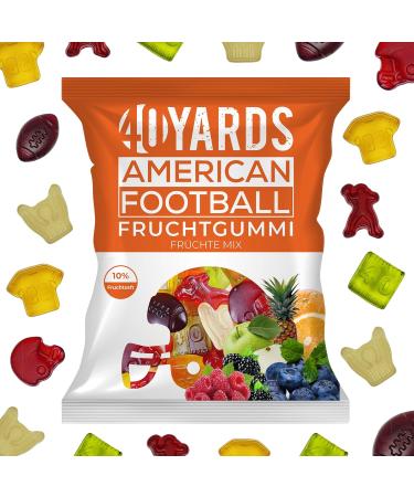  40YARDS 40YARDS American Football Shaped Fruit Mix (175g Bag) Football Shaped Fruit Candies (Helmet Football Goal Referee Quarterback and Field) New - Buy Online on GoSupps.com
