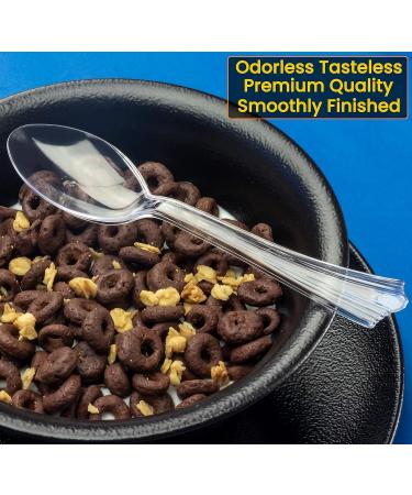 Lonezo 150 Count Clear Plastic Disposable Spoons - Eco-Friendly, Shatter Resistant, Heavy Duty Cutlery - Buy Online on GoSupps.com