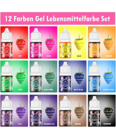 12 Colors Food Color Gel Set - Highly Concentrated Baking Colors for Cakes Cookies Icing & More - 6g Bottles | International Shipping - Buy Online on GoSupps.com