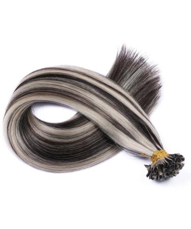 Keratin Bonding Hair Extensions - #1B/Gray - 70cm 50 Strands 100% Remy Real Hair - U-Tip by Novon Hair Extensions - Buy Online on GoSupps.com