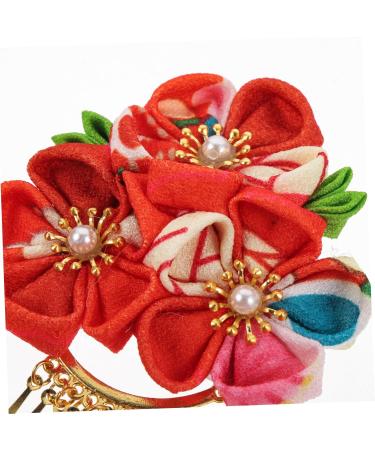 FOMIYES Hair Jewelry Kimono Floral Barrettes Asian Hair Accessories Hair Grips Flower Hair Clip Fan Tassel Hair Clip Womens Hanfu Hair Accessories Hairpin Hair Piece Bride Chinese Style M Red - Buy Online on GoSupps.com