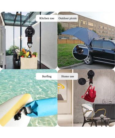 CONBOLA Heavy Duty Suction Cups 4 Pieces with Hooks - Camping Tarp Accessory with Securing Hook for Awning, Boat, and Camping - Classic Red Line Black - Pack of 4 - Buy Online on GoSupps.com