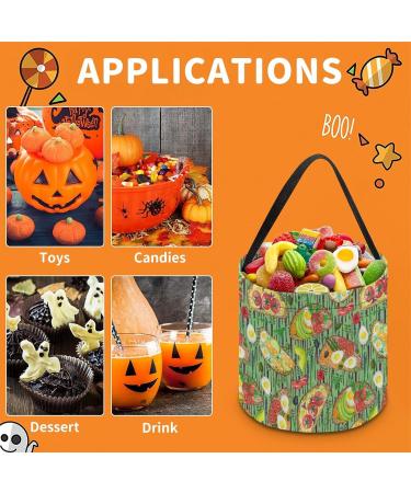 Delicious Steak Stripes Pattern Halloween Bucket Candy Tote Bags Trick Or Treat Bags Decor Gifts for Adults Boys Girls - Buy Online on GoSupps.com