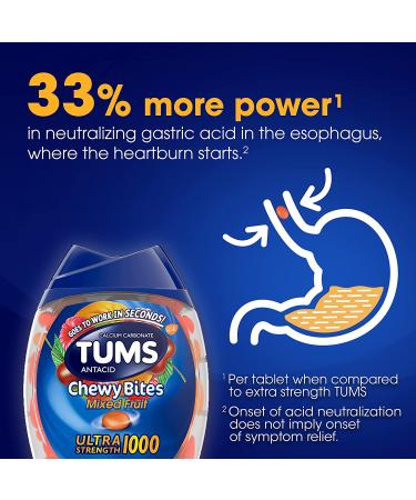 TUMS Chewable Bites Ultra Strength Antacid Tablets - Mixed Fruit Flavor, 54 Count (Pack of 3) | Heartburn and Indigestion Relief - Buy Online on GoSupps.com