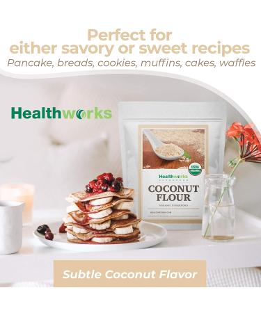 Healthworks Coconut Flour Unrefined Raw Organic - 64oz | Certified Keto, Vegan & Non-GMO Protein Based Whole Foods for Pancakes, Waffles, Bread & Baked Goods - Buy Online on GoSupps.com