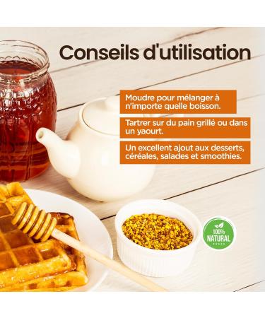 Propol-mel Pollen de Th 100% Naturel. 500 grammes Pollen de Th Sans R sidus. Source de Prot ines d Acides Amin s de Lipides de Vitamines et de Min raux. - Buy Online on GoSupps.com