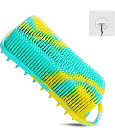 YEALIFE Silicone Body Scrubber 2 in 1 Body & Hair Brush for Shower - Purple & Green - Buy Online on GoSupps.com