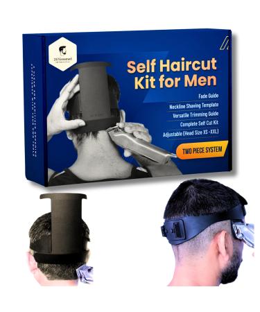 Self Haircut Kit for Men | 2Pcs SelfCut Guide for Men: Neckline Shaving Template & Fade Guide | Adjustable Size Hair Fade Tool & Stable Neck Line Up Tool | Hair Cut for Kids & Seniors