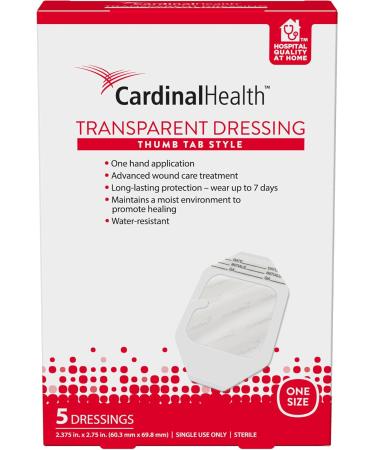 Cardinal Health Td-24Cr Transparent Dressing Thumb Tab Style | 2.375" x 2.75" | 120 Count - International Shipping Available - Buy Online on GoSupps.com
