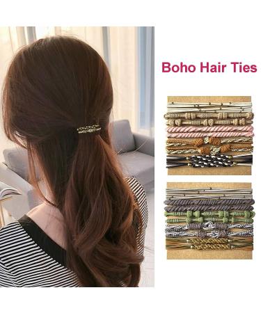 SONNYX 44 PCS Boho Hair Ties for Women - Cute Elastic Colorful Bracelet Hair Ties - Buy Online on GoSupps.com