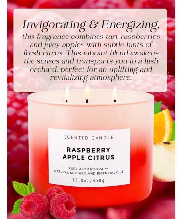 Raspberry Apple Citrus Scented Candle | Natural 3 Wick Soy Candle for Home & Office | 15.8 Oz Long Lasting Aromatherapy & Stress Relief Candle - Buy Online on GoSupps.com