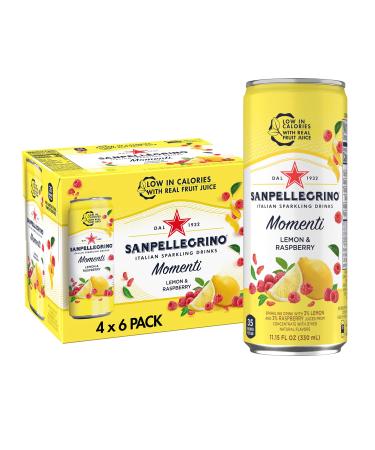 Sanpellegrino Momenti Lemon and Raspberry Flavored Italian Sparkling Drink, 24 Pack of 11.15 Fl Oz Cans Lemon & Red Raspberry