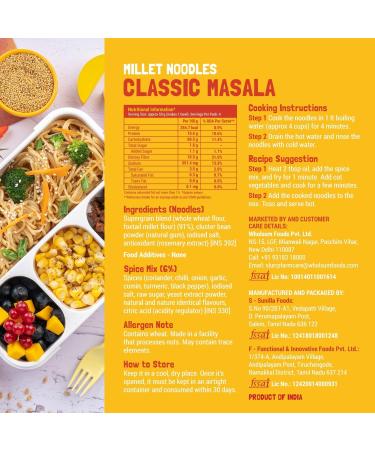 Slurrp Farm No Maida Hakka Noodles Combo Not Fried No MSG Classic Mild and Curry Masala Millet Noodles Pack of 3 X 192 g - Buy Online on GoSupps.com