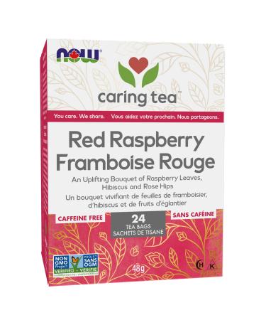 NOW Caring Tea Red Raspberry Tea Premium Unbleached Tea Bags with our no-staples design 24 Count