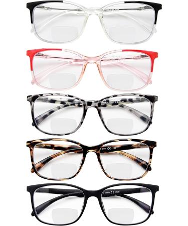 Eyekepper 5-Pack Bifocal Reading Glasses for Women - Large Frame +1.00 - Stylish Bi-Focal Readers in 5 Mix Colors - Buy Online on GoSupps.com