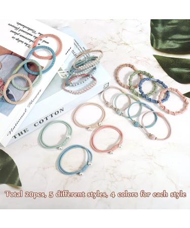 Juome 20Pcs Boho Hair Ties for Women/Girls - No Damage Ponytail Holders for Thick Hair (4 Colors) - Buy Online on GoSupps.com