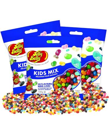 Jelly Belly 20 Flavored Kids Mix Gourmet Jelly Beans 3-Pack 100g - Christmas & Holidays Candy Vegan Candy Dairy Free Snacks Kosher Candy Gluten Free Bulk Candy Stocking Stuffers for Teens