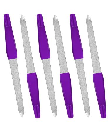6 pieces manicure nail files for natural nails sword nail file set double -sided metal nail file with non -slip handle for natural nails fingernails toenail (purple)