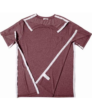 Deyeek Men's Post Shoulder Surgery Recovery Shirt | Tear Away Short Sleeve | Chemo Clothing XL - Deep Red - Buy Online on GoSupps.com
