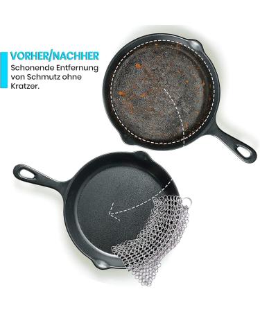 Buy Candure Cast Iron Cleaner - Stainless Steel Chain Scrubber for All Frying Pans & Grills - 17.8 x 17.8 cm - International Shipping Available - Buy Online on GoSupps.com