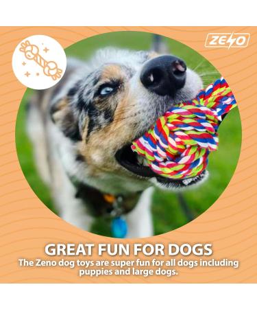 ZENO Dog Toys | Rope Chew Toys for Dogs | Strong Rope Ball & Tug for Teething & Training | Puppy Teething Toys | 100% Natural Cotton | Great for Small Medium & Large Puppies & Adults (18 Pack) - Buy Online on GoSupps.com