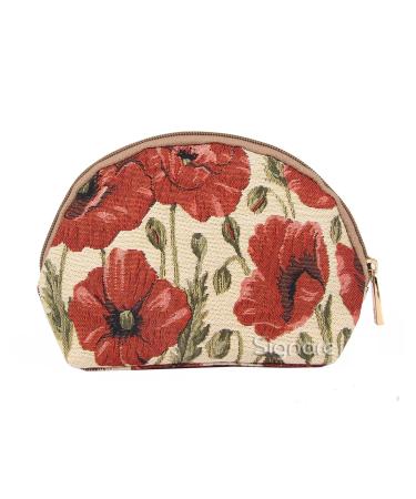 Signare Fashionable Linen Fabric Cosmetic Bag For Lady Style Poppy One Size