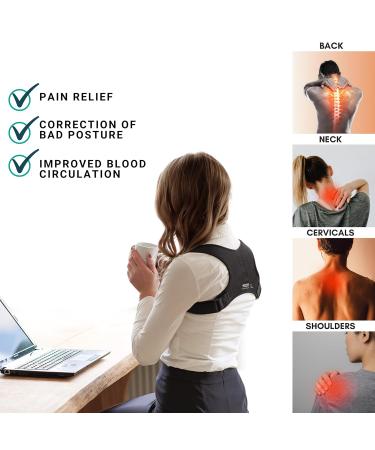 TECH THERAPEUTICS Posture Corrector Women and Men - Back Support for Shoulder Back Cervical and Neck Pain Relief - Breathable and Adjustable Upper Back Brace - Back Straightener - Size L-XL L - XL - Buy Online on GoSupps.com