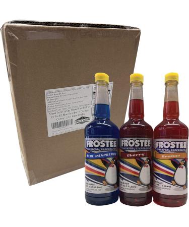 Snow Cone Syrup Shaved Ice Bottles (3-Pack) | Blue Raspberry Orange and Cherry | 3 X 1 Liter Bottles | Makes up to 96 Snow Cones. - Buy Online on GoSupps.com