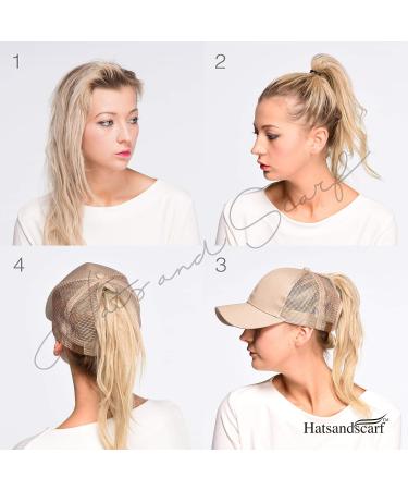 C.C Washed Distressed Cotton Denim Adjustable Ponytail Baseball Cap in Black - Buy Online on GoSupps.com