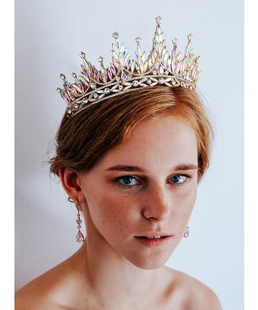 SWEETV Rhinestone Queen Crown - Crystal Wedding Tiara for Bride | Multicolored Costume Hair Accessory for Prom, Quinceanera & Celebrations - Buy Online on GoSupps.com