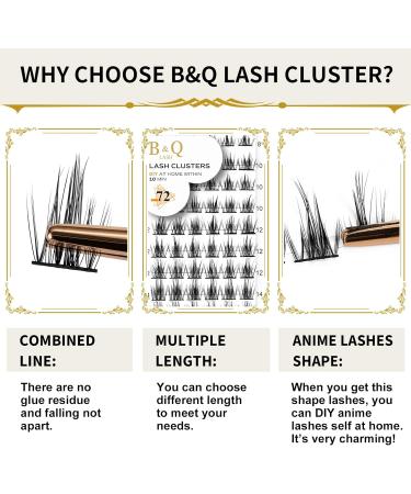 72 Count D Curl Individual Cluster Lashes - Natural Soft Fluffy DIY Eyelash Extensions | B&Q Lash Clusters - D-14mm B 41 - Buy Online on GoSupps.com